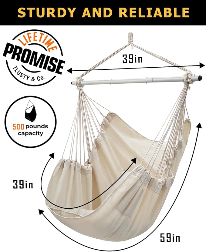 ADVOKAIR Hammock Chair Swing, Heavy-Duty Hanging Rope Swing Seat Supports 500 - Image 5