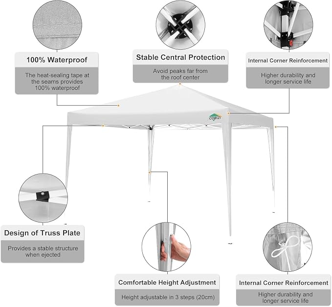 COBIZI 10x10 Pop Up Canopy Tent - Image 8