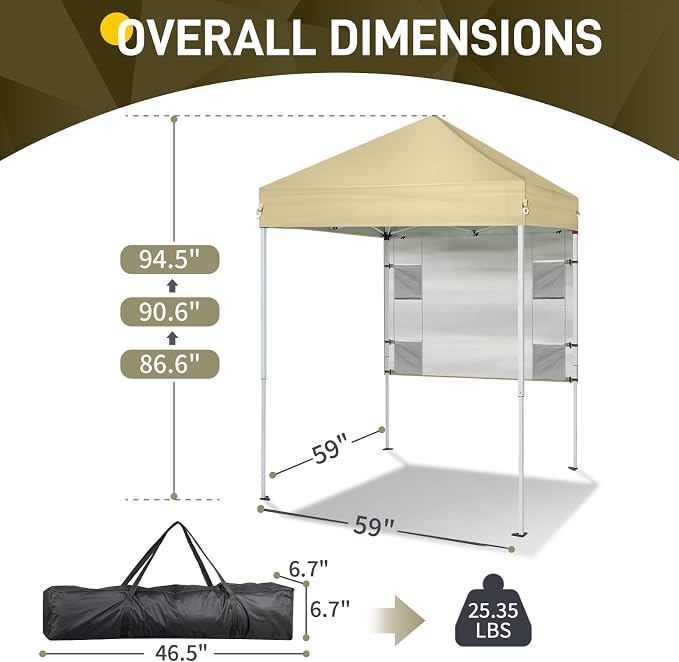 VINGLI 5x5 ft Pop Up Canopy Tent, Outdoor Small Gazebo - Image 3