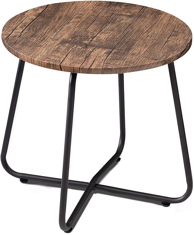 VECELO 17.7 inch Small Round Outdoor Side Table, Patio End Table, Waterproof by VECELO