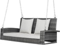 DORTALA Hanging Porch Swing, 2-Person Outdoor Wicker Swing Chair Bench by DORTALA