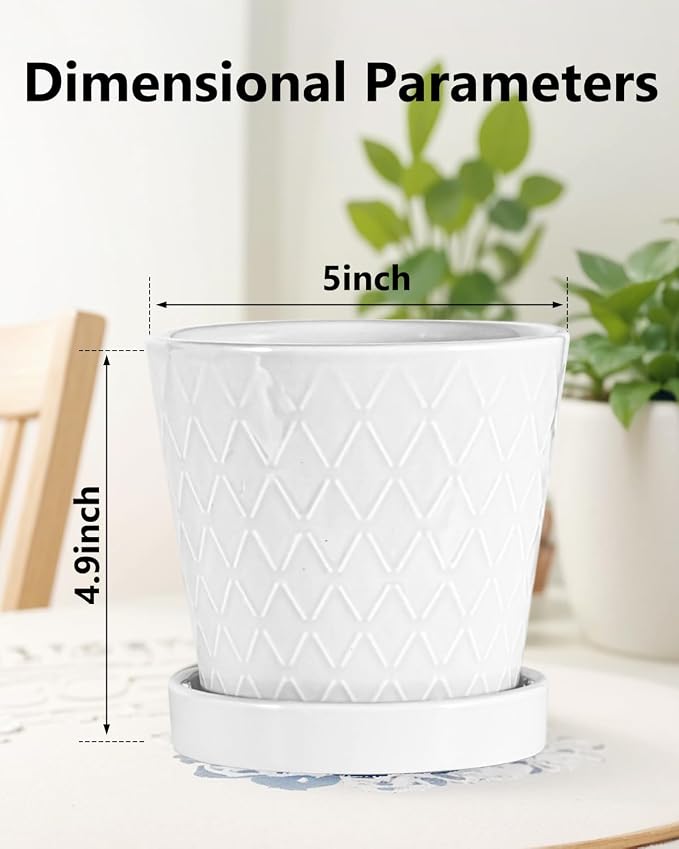 EFISPSS Flower Planter –5 inch Ceramic Plant Pots - Image 2