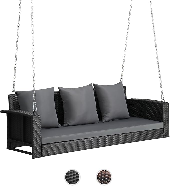 VINGLI Rattan Porch Swing, Heavy Duty 800 LBS Outdoor Hanging Seat by VINGLI