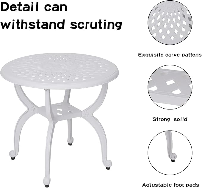 JARDIN DE CENTENNIAL Cast Aluminum Outdoor Side Table, Anti-Rust Outdoor End - Image 5