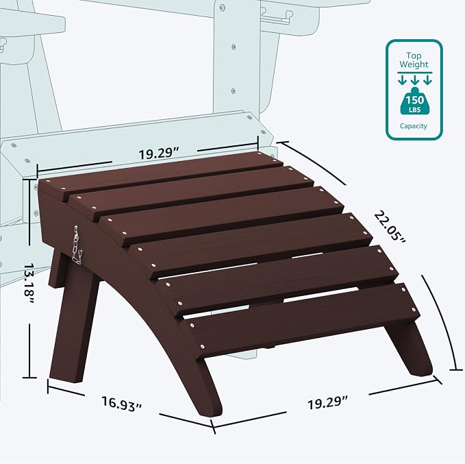SERWALL Folding Adirondack Chair Footrest, Adirondack Ottomans Without Assembly - Image 5