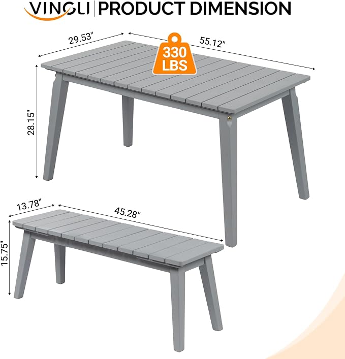VINGLI Outdoor Dining Set with 2 Benches - Image 3