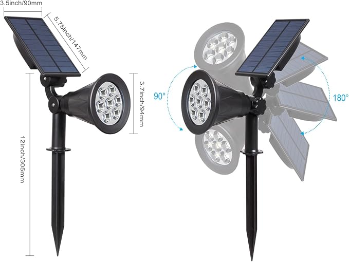 T-SUN Solar Spotlights, Color Changing 7 LED Waterproof Solar Garden Lights - Image 6