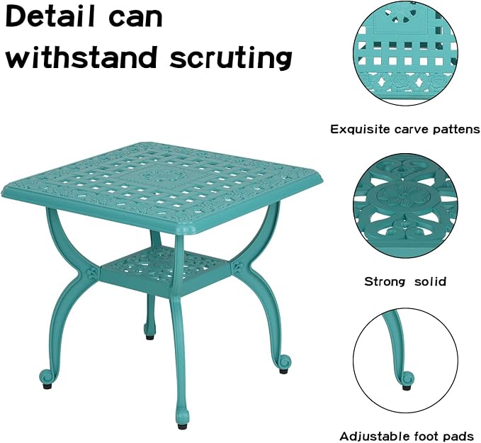 JARDIN DE CENTENNIAL Cast Aluminum Outdoor Side Table, Anti-Rust Outdoor End - Image 5