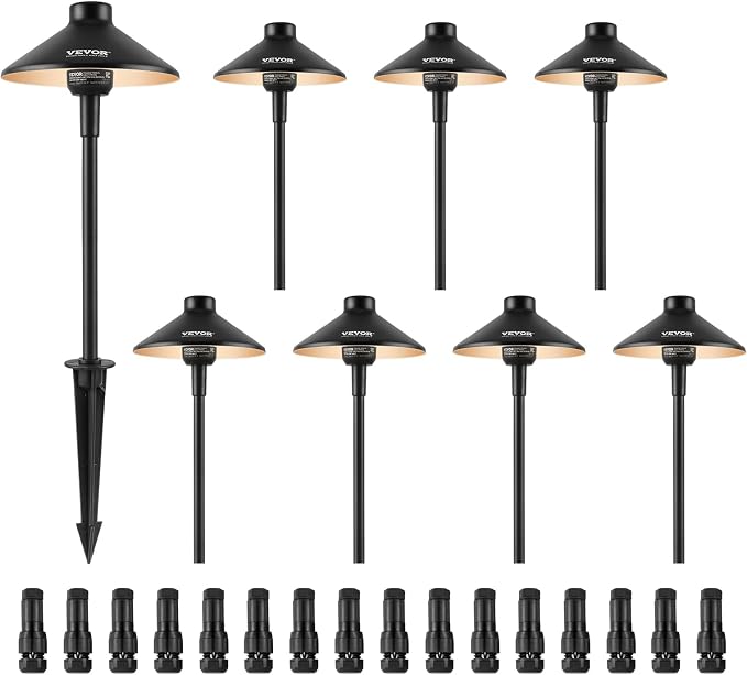 VEVOR 8 Pack Low Voltage Landscape Path Lights, 3W 210LM 12V-24VAC/DC Outdoor by VEVOR