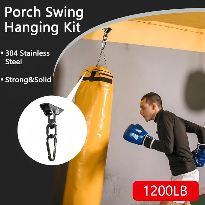 Hammock Hanging Kit, 360° Rotating Heavy Duty Swing Chair Hook 1200 lbs Capacity - Image 3