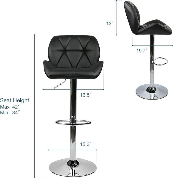 ARTETHYS Bar Chairs Set of 2 PU Leather Barstools Adjustable Height Swivel 360 - Image 5