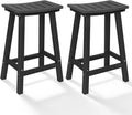 Outdoor Bar Stools Set of 2, 24 Inch All-Weather HDPE Counter Height Chairs by KULAMOONLIFEHOUSE