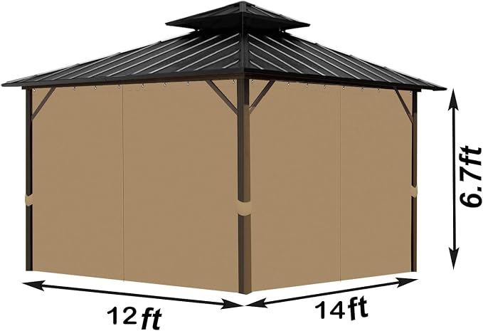 Gazebo Universal Replacement Privacy Curtain, 4-Panels Sidewall - Image 2
