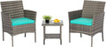FDW | 3-Piece Patio Furniture Set | Gray & Blue | Outdoor Wicker Furniture by FDW