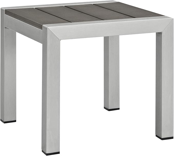 Modway Shore 3-Piece Aluminum Outdoor Patio Furniture Set in Silver Navy - Image 6