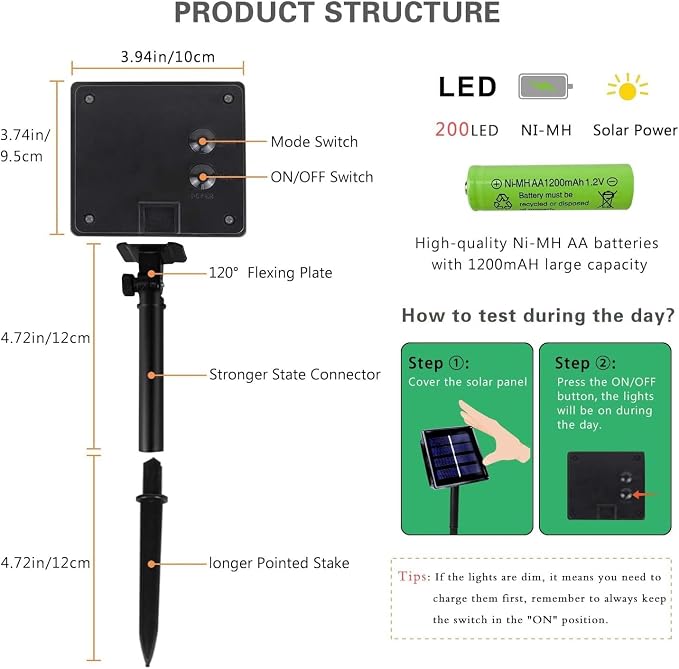 Extra-Long Solar String Lights for Outside, 4 Pack 400LED Solar Fairy Lights - Image 3