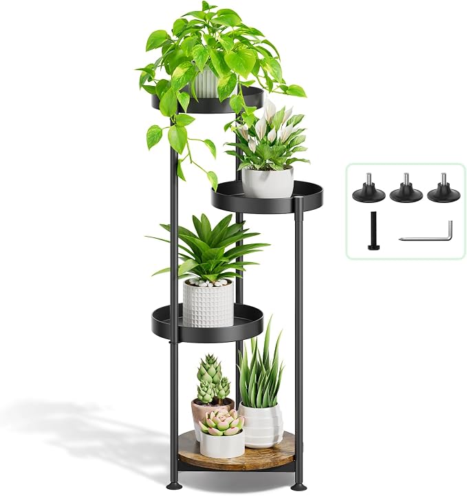 Plant Stand Indoor Outdoor Clearance, 4 Tier Metal Tall Flower Shelf Holder by Oppro