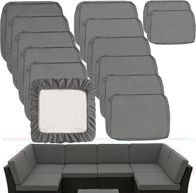 Sqodok Outdoor Cushion Covers 14Pcs Patio Cushion Slipcovers, Replacement by Sqodok