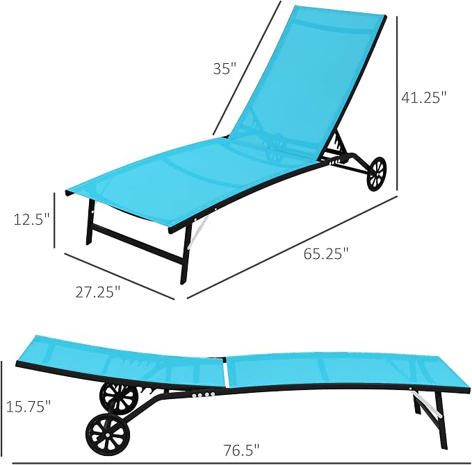Outsunny Chaise Lounge Outdoor, 2 Piece Lounge Chair - Image 3