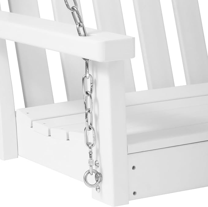COSTAELM Paradise Outdoor Patio HDPE Hanging Front Porch Swing Bench - Image 7