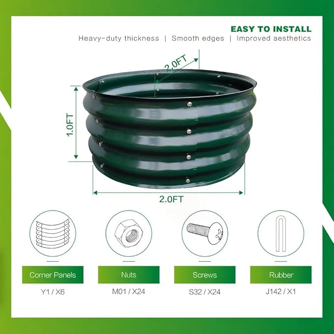 GARDMAX 2x2x1FT Galvanized Round Raised Garden Bed Kit, Metal Planter Boxes - Image 4