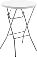 BTEXPERT White 2.63 Ft 32in Round Plastic Bar Height Folding Table 330lb Weight by BTExpert