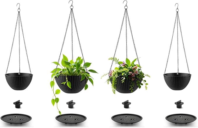 Hanging Planters for Indoor Outdoor Plants 8 and 10 Inch, 4 Packs Hanging - Image 7