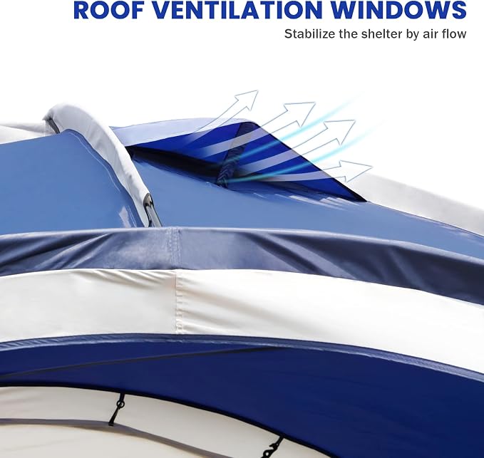 Large Beach Canopy Tent UPF 50+ 12x12 ft Waterproof & Rainproof Dome Sun Shelter - Image 4