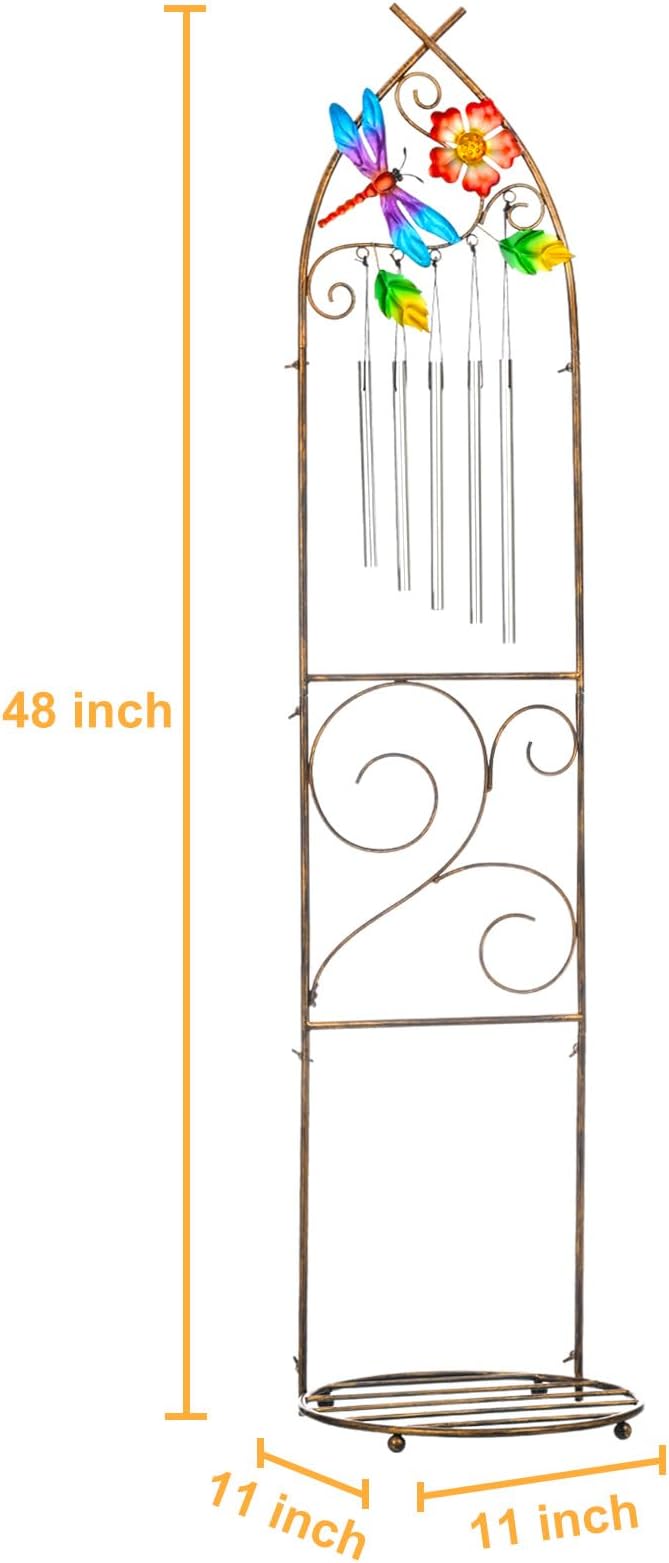 Garden Trellis with Plant Stands, 48” Metal Detachable Dragonfly Plant Pot - Image 3