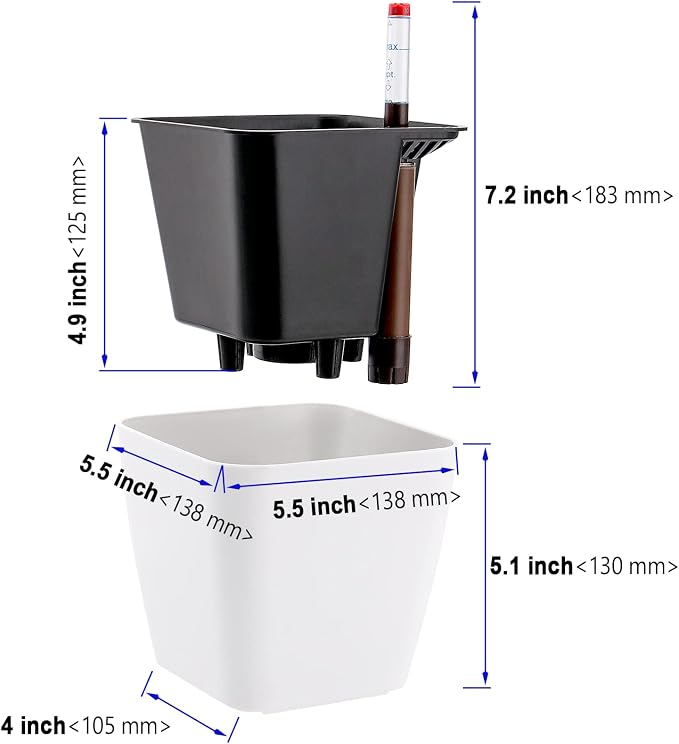 5.5 Inch Self Watering Plastic Planter - Image 2