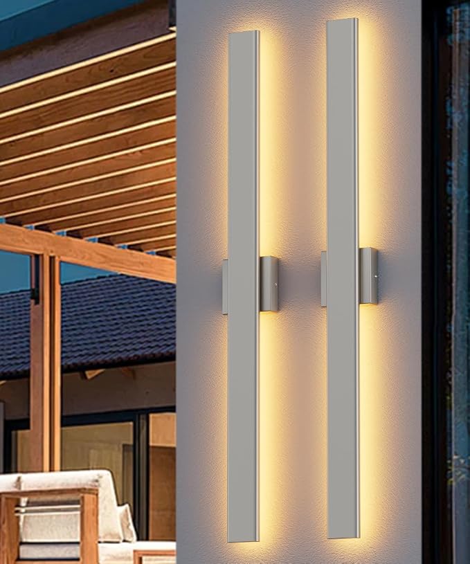 Aipsun 2 Packs Nickel Outdoor Wall Light 39.4inch Modern LED Exterior Wall - Image 9
