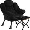 Lazy Chair with Folding Ottoman, Leisure Sofa Chair, Soft Fabric Armchair with by Congermom