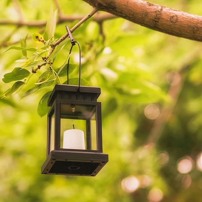 Dycica Solar Lights Outdoor Hanging Lanterns, Candle Flickering Flame Effect LED - Image 4