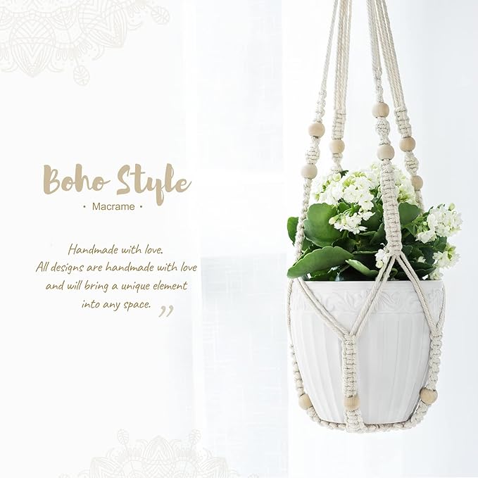 Mkono 3 Pack Macrame Plant Hangers Indoor Different Size Hanging Planter Basket - Image 8