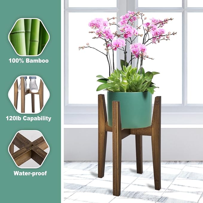 Plant Stand Indoor, Bamboo Plant Shelf, Adjustable Corner Plants Flower Holders - Image 3
