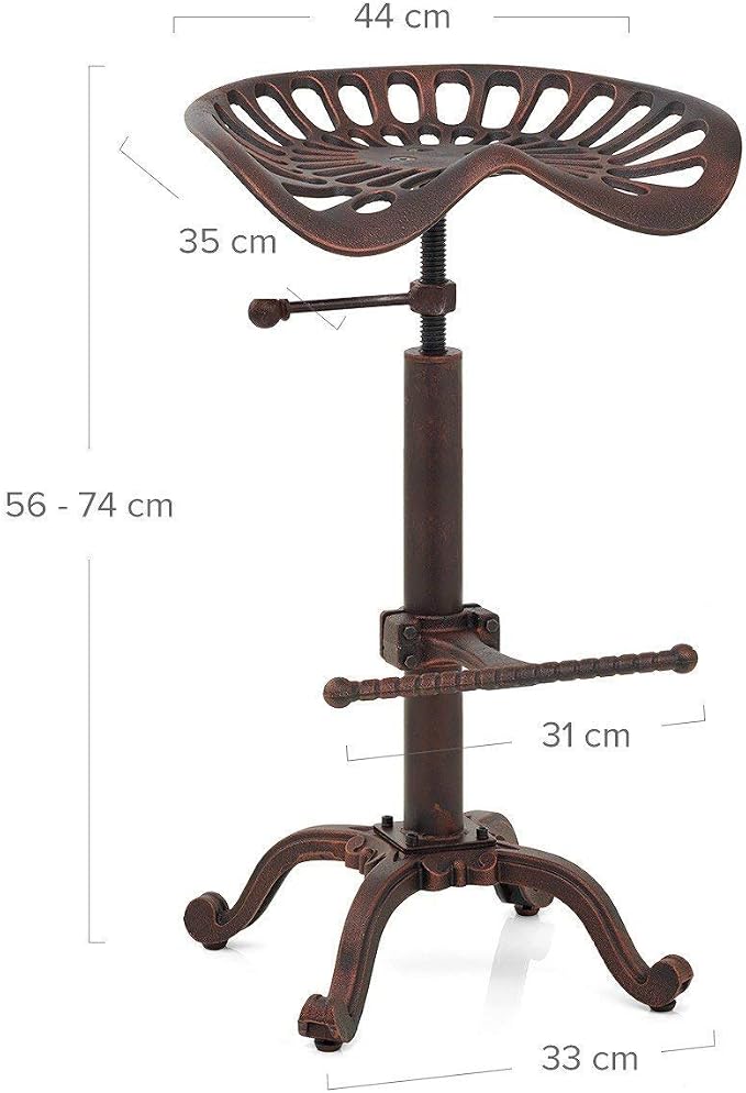 Diwhy Rustic Industrial Farmhouse Tractor Seat Adjustable Bar Stool Industrial - Image 3