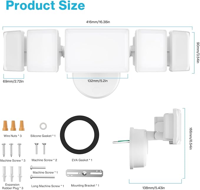 Olafus 130W Flood Light Outdoor, Switch Controlled 13000LM LED Security Light - Image 8