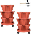 GameXcel Vertical Planter 3 Tier Stackable Planters Garden Planters Strawberry by GameXcel