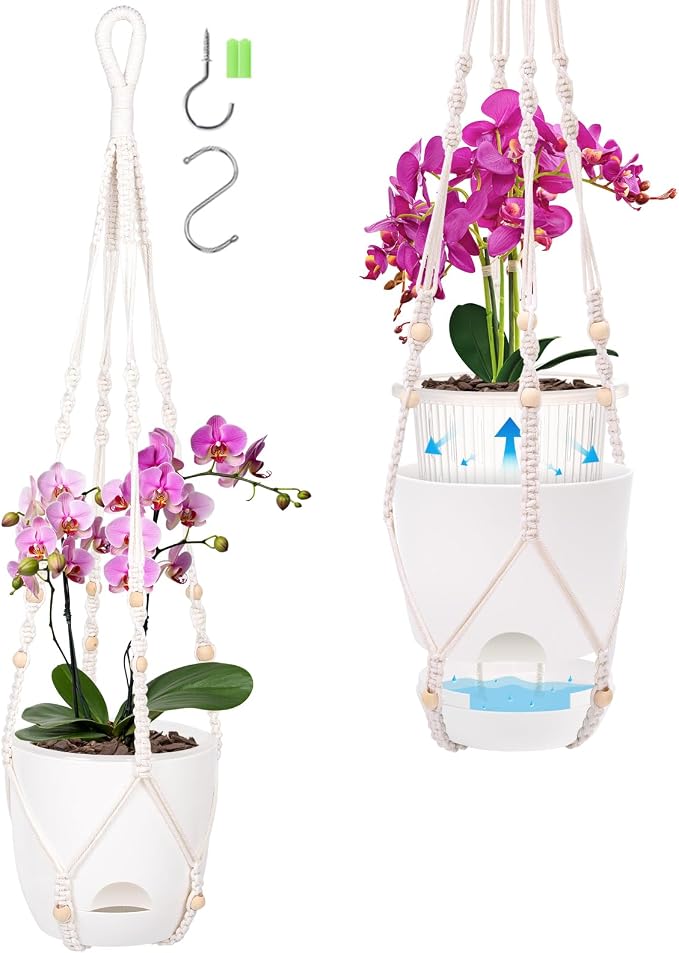 2-Pack 7.1-Inch Self-Watering Orchid Hanging planterS by QCQHDU