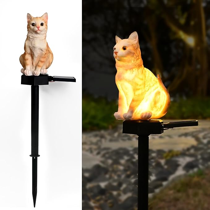 Cat Solar Light Ornaments Garden Decor Outdoor Lawn Decorations Cute Animal by Juliahestia