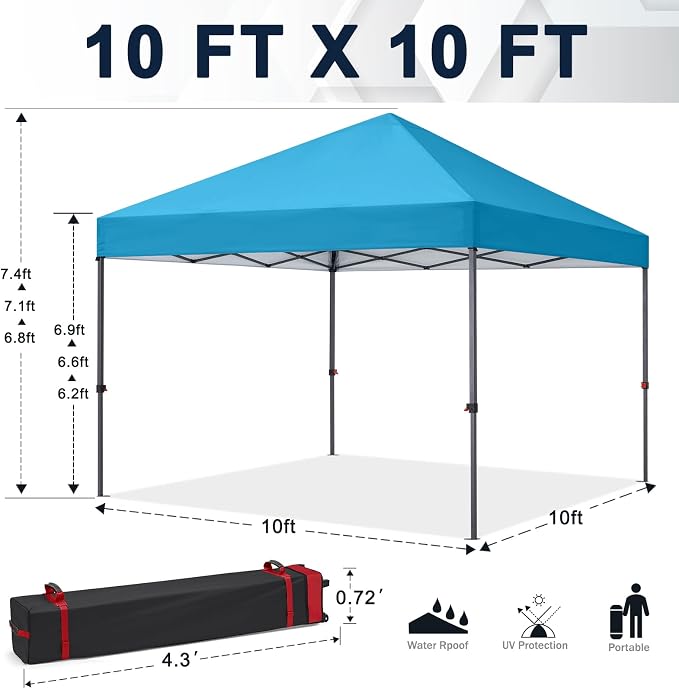 COOSHADE Durable Easy Pop Up Canopy Tent 10x10Ft, Sky Blue - Image 5