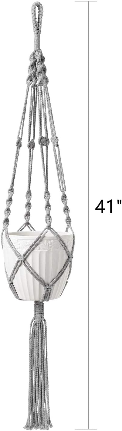 Mkono Macrame Plant Hangers Indoor Outdoor Hanging Planter Basket Cotton Rope 4 - Image 5