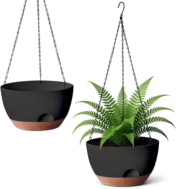 Hanging Planter for Indoor Plants, 10 Inch Self-Watering Hanging Planters by LesOasis