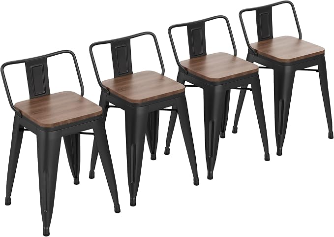 Yongchuang 18" Bar Stools Set of 4 Metal Stackable Short Stools - Image 5