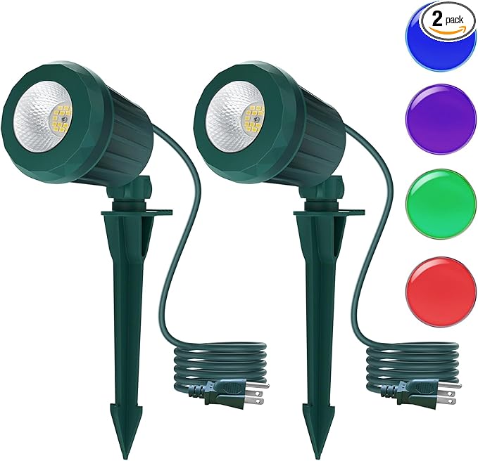 Spotlight Outdoor – 120V Plug-In, 6500K Cool White LED Landscape Lighting by Holeva