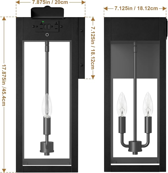 2-Pack 17.87" Extra Large Outdoor Wall Lights - Image 6