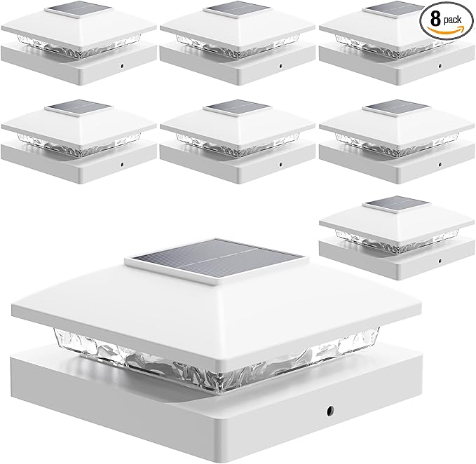 Solar Post Cap Lights Outdoor 8pack, Bright Warm White Solar Fence Cap Decorate by JOFIOS