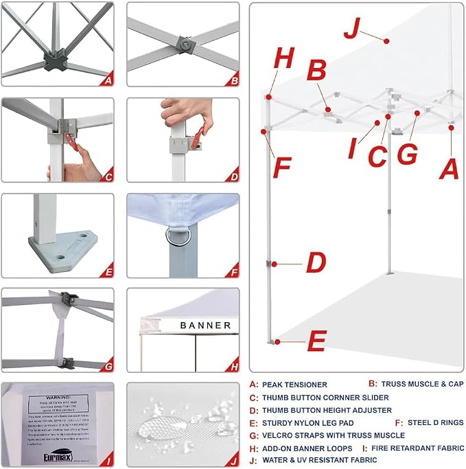 Eurmax USA 10'x10' Pop-up Canopy Tent Commercial Instant Canopies - Image 5