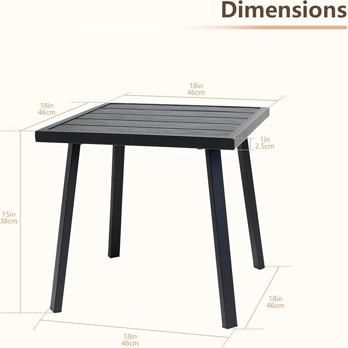 C-Hopetree Small Metal Outdoor Coffee Side Table - Image 2
