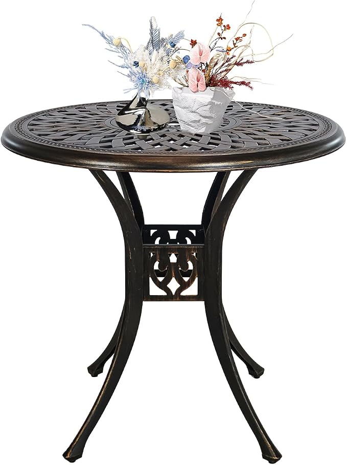 30.31" Outdoor Patio Dining Table, Cast Aluminum Patio Bistro Table, Round by PATIO-IN